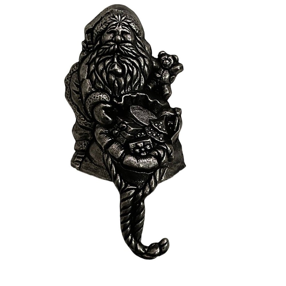 1999 Vintage Carson Pewter Santa with Presents Bag Christmas Stocking Hanger